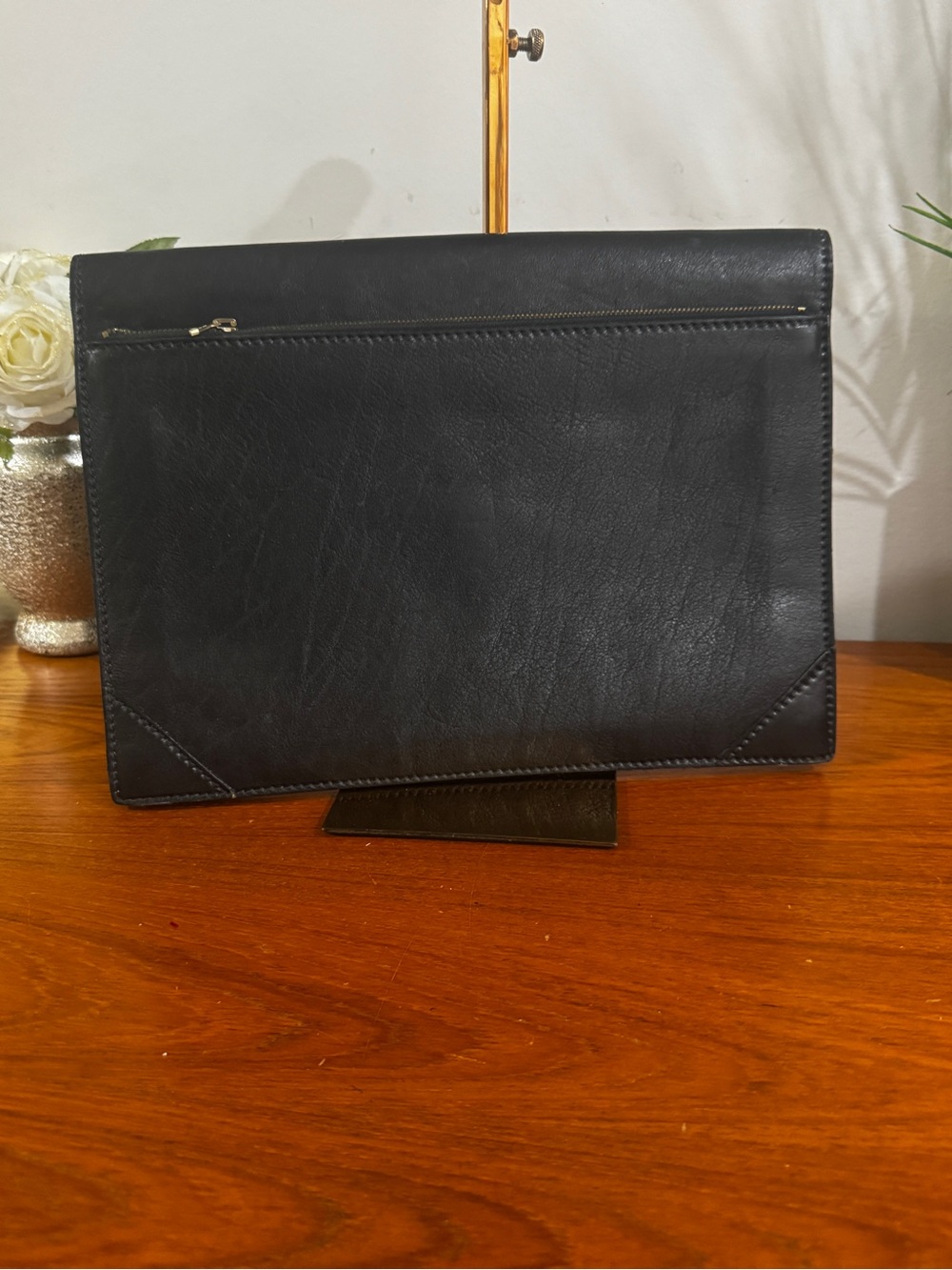 Gazzarrini Firenze Black Leather Men’s Document Folio Gold Lock have the key - Picture 2 of 14